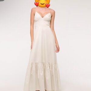Abercrombie & Fitch Cream Maxi Dress with Spaghetti Straps